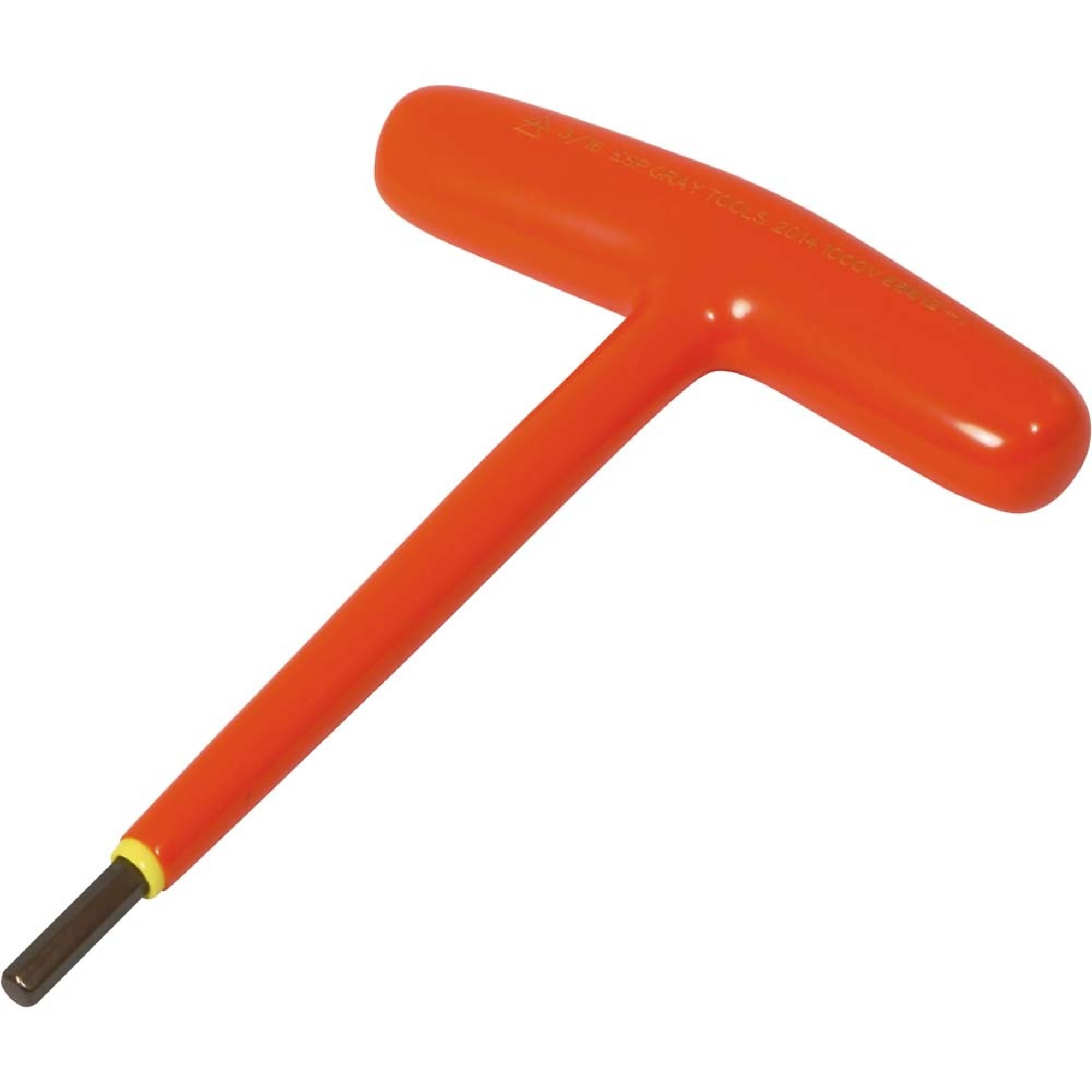 Gray Tools, 3/16in. S2 T-handle Hex Key, 1000V Insulated, Pieces (qty.) 1 Model# 68612-I
